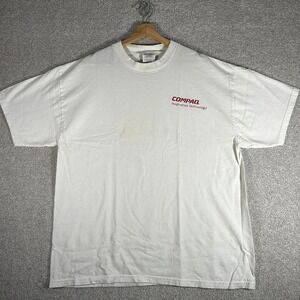 Vintage 2000s Compaq computers white promo graphic tee shirt tshirt Size XL